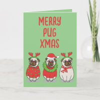 PUG LOVE Christmas Xmas Dog Doggy Puppy Greeting