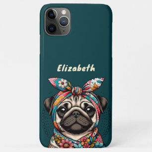 Pug Love Colourful Bandanna Theme Animal Lover Gif iPhone 11 Pro Max Case