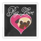 Pug Love Fawn Pug In Heart Acrylic Tray