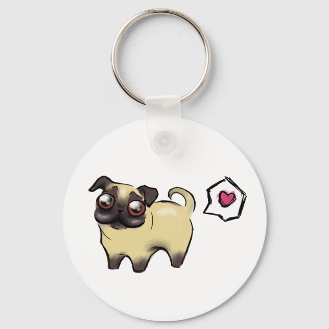 Pug Love Key Ring (Front)