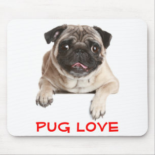 Pug Love Puppy Dog Sticking Out Tongue Mousepad