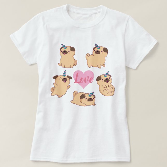 Pug Love T-Shirt (Design Front)