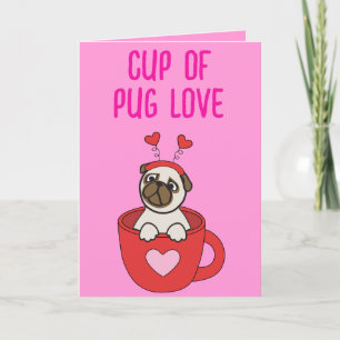 PUG LOVE Valentines Day Dog Doggy Puppy Gift Thank You Card