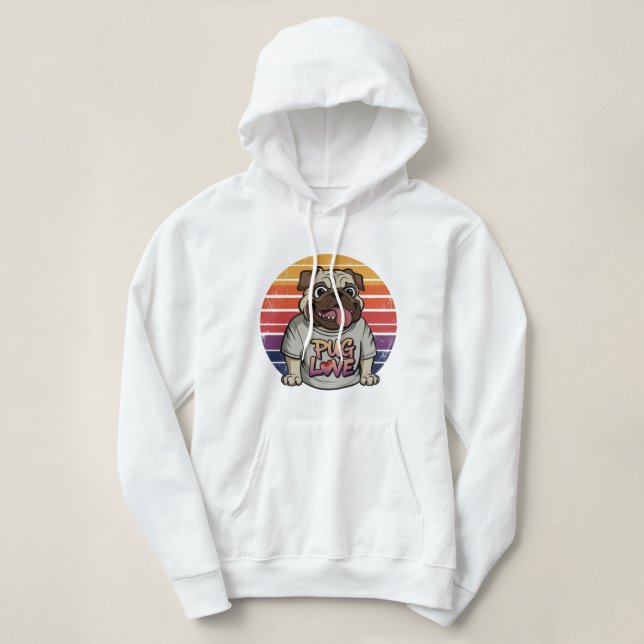 Pug Love Vibes Hoodie (Design Front)
