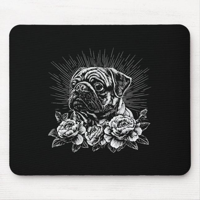 Pug Lover Dog Retro Style Tattoo _1  Mouse Mat (Front)