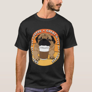 Pug lover- great wave off coffee sunset retro arti T-Shirt