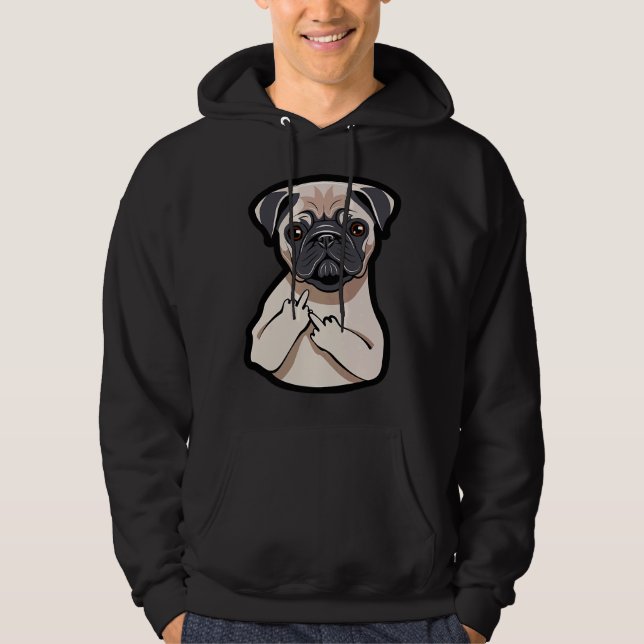 Pug Lover Middle Finger Funny Graphic T-Shirt Clas Hoodie (Front)