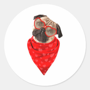 Pug Lover - Valentines Gift Boyfriend Girlfriend - Classic Round Sticker