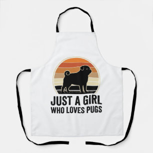 Pug Lover Vintage Just A Girl Dog Shirt Design_1 Apron
