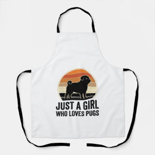 Pug Lover Vintage Just A Girl Dog Shirt Design_1 Apron
