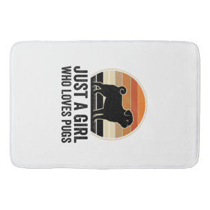 Pug Lover Vintage Just A Girl Dog Shirt Design_1 Bath Mat