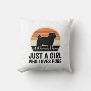 Pug Lover Vintage Just A Girl Dog Shirt Design_1 Cushion