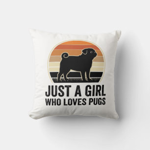 Pug Lover Vintage Just A Girl Dog Shirt Design_1 Cushion