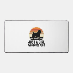Pug Lover Vintage Just A Girl Dog Shirt Design_1 Desk Mat