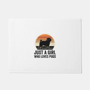 Pug Lover Vintage Just A Girl Dog Shirt Design_1 Doormat