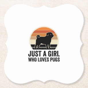 Pug Lover Vintage Just A Girl Dog Shirt Design_1 Paper Coaster