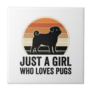 Pug Lover Vintage Just A Girl Dog Shirt Design_1 Tile