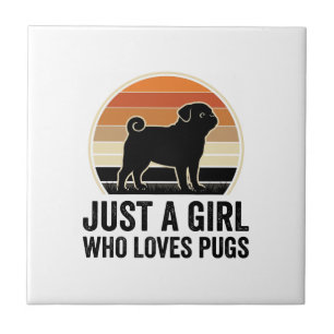 Pug Lover Vintage Just A Girl Dog Shirt Design_1 Tile