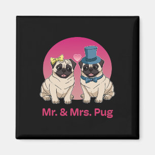 Pug Lover Wedding Newlywed Bride Groom Mr. And Mrs Magnet