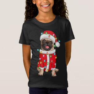 Pug Lover Xmas Lighting Santa Hat Pug Christmas T-Shirt