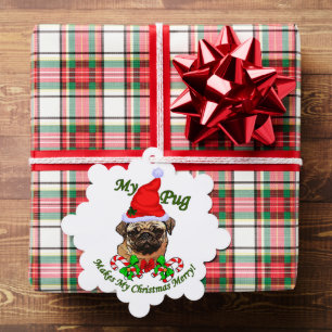 Pug Lovers Christmas Gifts Tree Decoration Card