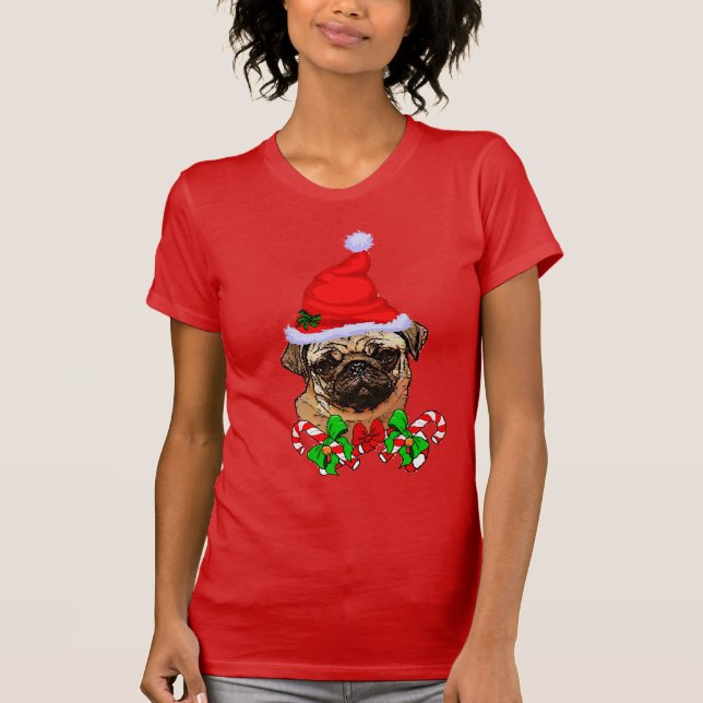 Pug Lovers Christmas T-Shirt (Front)