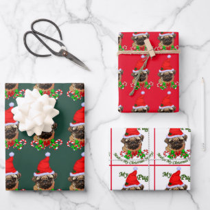 Pug Lovers Christmas Wrapping Paper Sheet