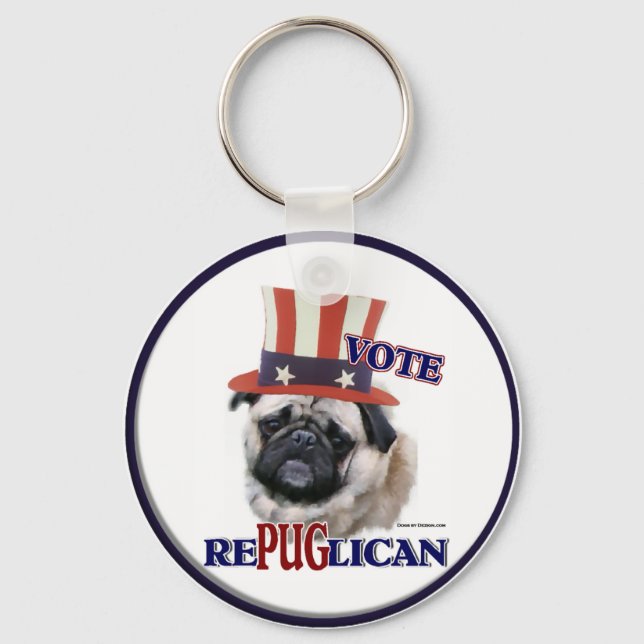 Pug Lovers Gifts Key Ring (Front)