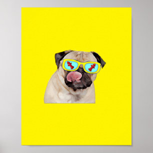 Pug loving fire hydrant  poster
