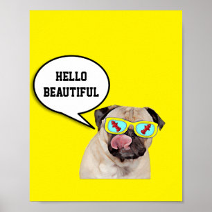 Pug loving fire hydrant  poster