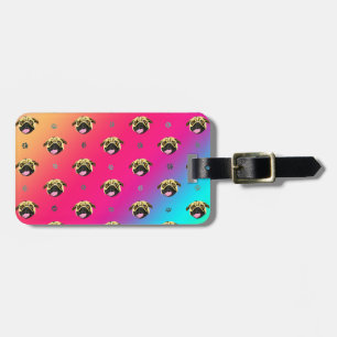 Pug Luggage Tag Rainbow