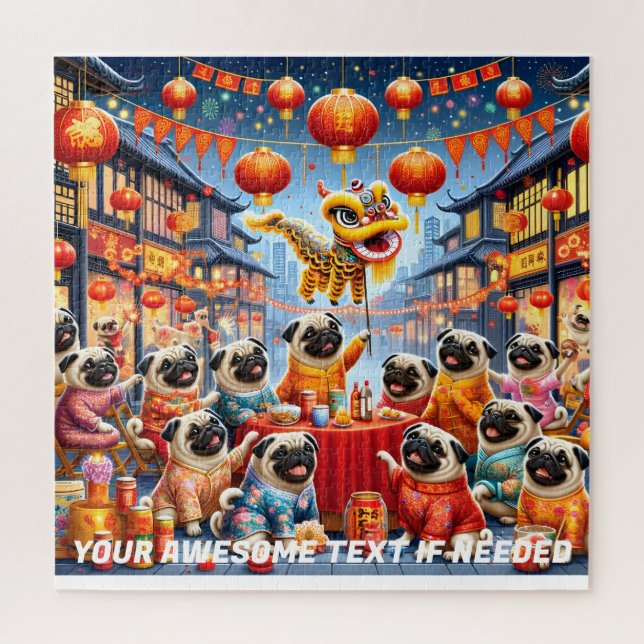 Pug Lunar New Year Party Jigsaw Puzzle (Vertical)