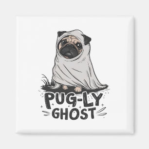 Pug-ly Ghost Funny Dog Puns Halloween Pug Owners S Magnet