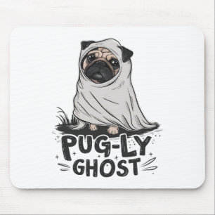 Pug-ly Ghost Funny Dog Puns Halloween Pug Owners S Mouse Mat