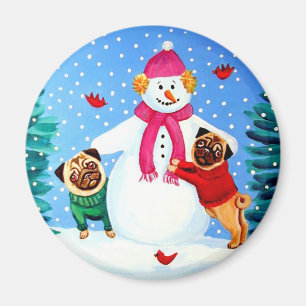 Pug Magnet Frosty's Helpers