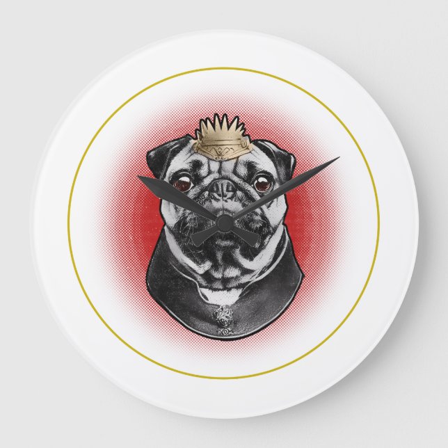 Pug Majesty  Large Clock (Front)