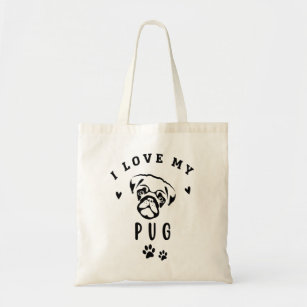 Pug Mama, I Love My Pug Tote Bag