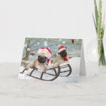 Pug May The Spirit Of Christmas Be With You Card<br><div class="desc">Two Pug playmates spent time together sledding in the snow,  building a snowman and enjoying  the spirit of Christmas. This is a PetVenturesUSA Christmas Card featuring your favourite dog breeds.</div>