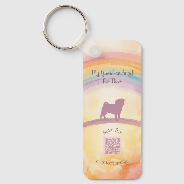  Pug Memorial Keychain with Music QR Code (Front)