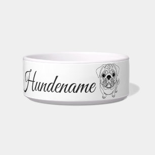 Pug Minimalist Line Art personalized bowl