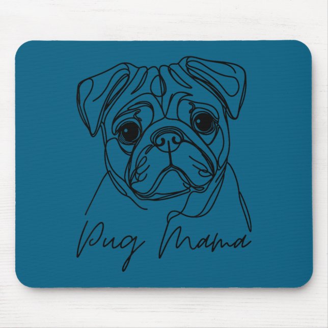 Pug Mom Artistic Dog Pug Line Mama Mouse Mat (Front)