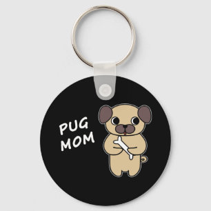 PUG MOM - Black Key Ring