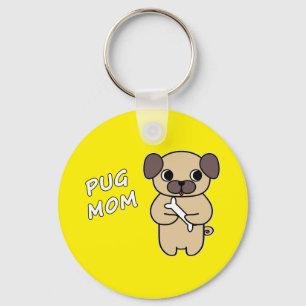 PUG MOM - Bright Yellow Key Ring