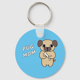 PUG MOM - Sky Blue Key Ring