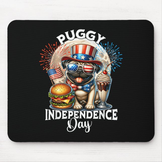 Pug Moon Independence Day Pug  Mouse Mat (Front)