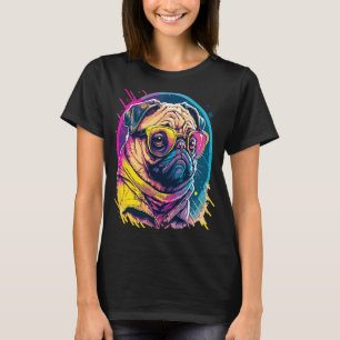 Pug Mops Carlin Dog with sunglasses T-Shirt