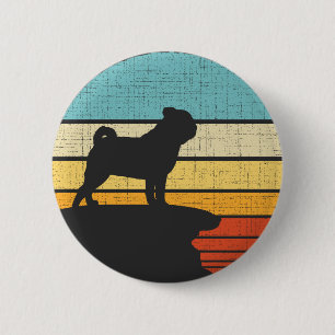 Pug Mops Carlin Retro Vintage 60s 70s Dog Lover 6 Cm Round Badge