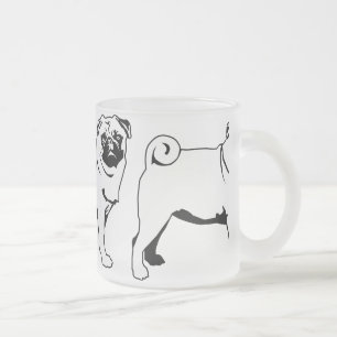 Pug Mops Frosted Glass Coffee Mug