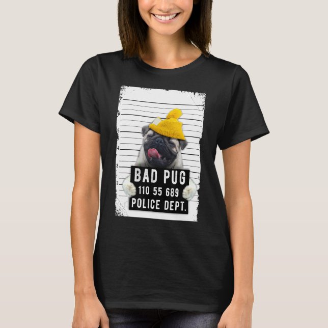Pug Mug Shot   T-Shirt (Front)