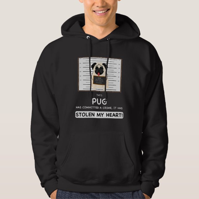 Pug Mugshot - Funny Pug Gift For Dog Lover Classic Hoodie (Front)